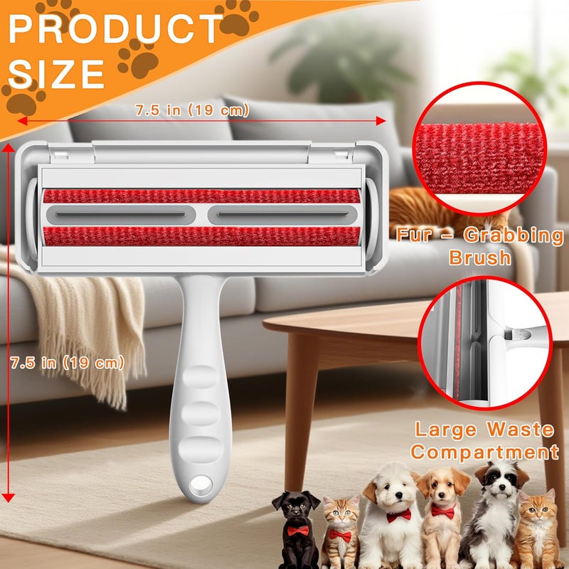 Furry fun Pet Hair Remover Roller & Self-Cleaning Grooming Brush (2-in-1), Reusable Fur Tool for Dogs Cats Shedding, No Sticky Sheets for Pet Hair Removal on Furniture, Couch, Carpet, Bedding, Car Seats - Image 3